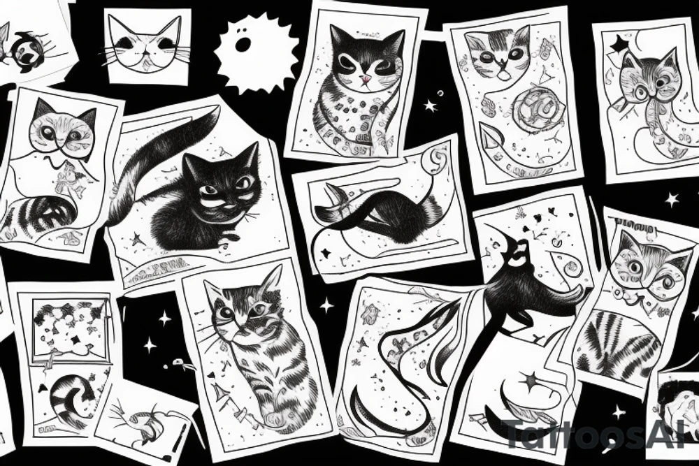 Cat looking at stars tattoo idea