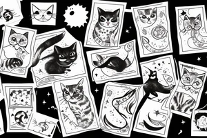 Cat looking at stars tattoo idea