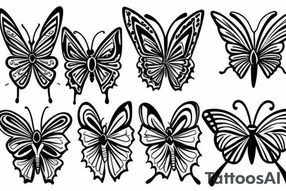 Butterfly with sun and star's tattoo idea
