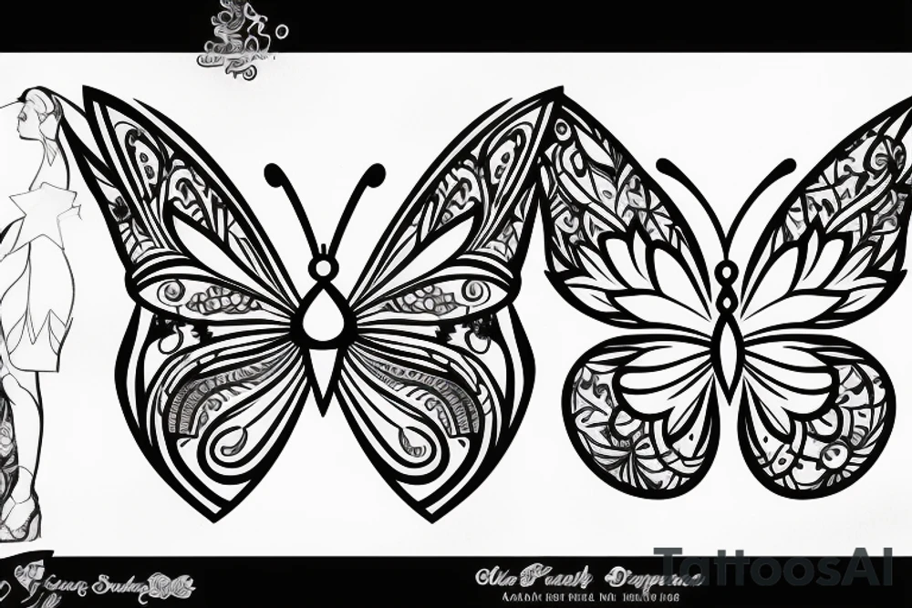 Butterfly with sun and star's tattoo idea