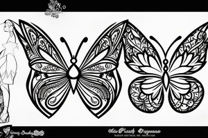Butterfly with sun and star's tattoo idea
