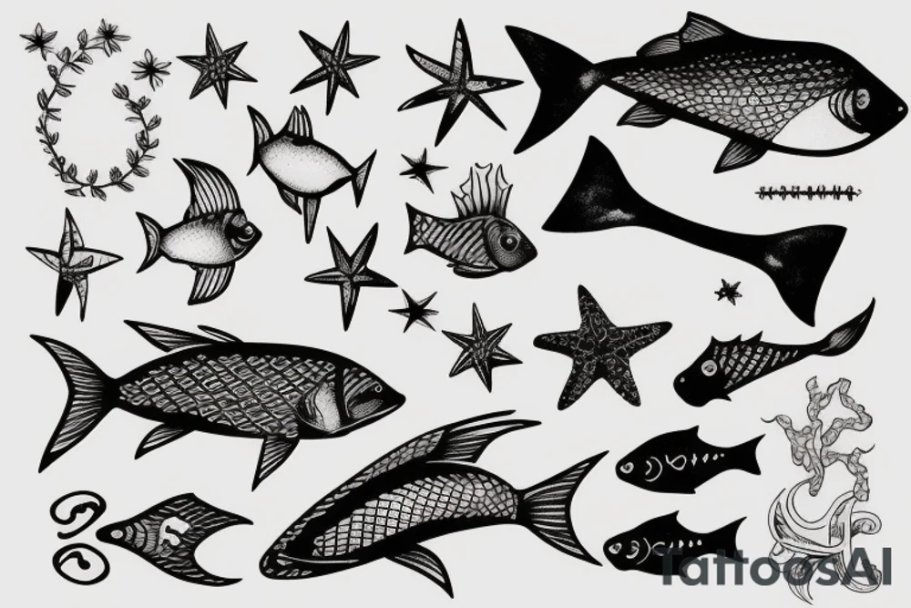 Fish and water  and star's tattoo idea