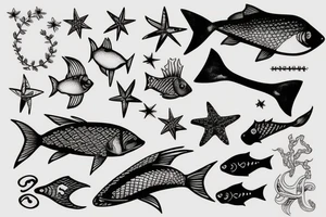 Fish and water  and star's tattoo idea