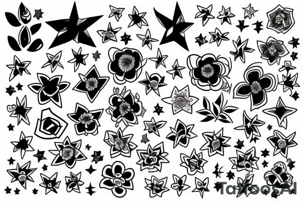Flower's and star's tattoo idea