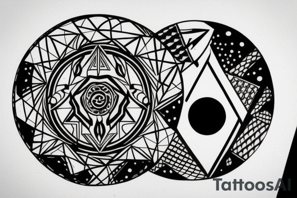 Moth and a moon inside of a circle tattoo idea
