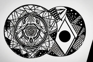 Moth and a moon inside of a circle tattoo idea