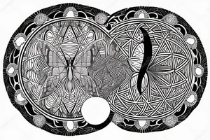 Moth and a moon inside of a circle tattoo idea