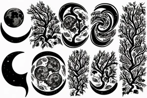 moon with roots tattoo idea