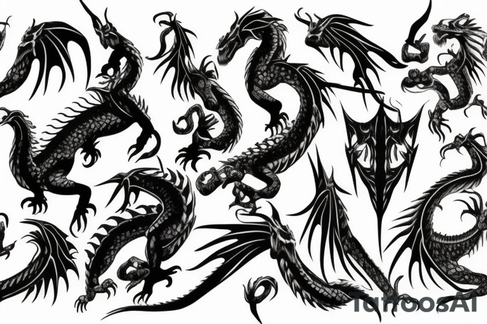 dragon bones shoulder tattoo idea