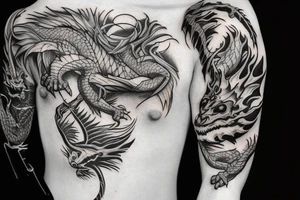 dragon bones shoulder tattoo idea