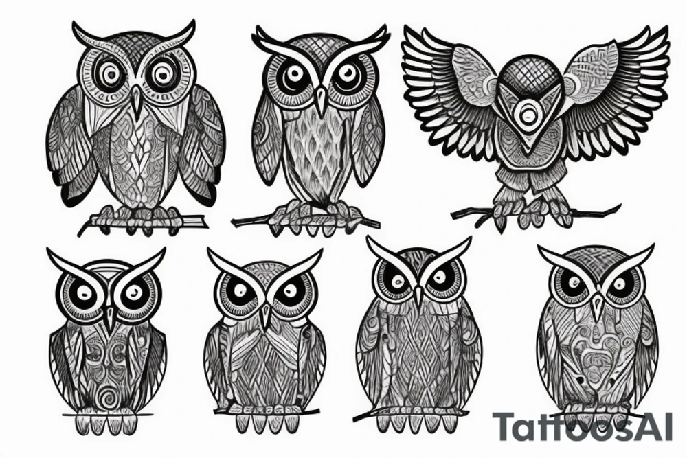 Greek owl elephant olive tree tattoo idea