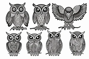Greek owl elephant olive tree tattoo idea