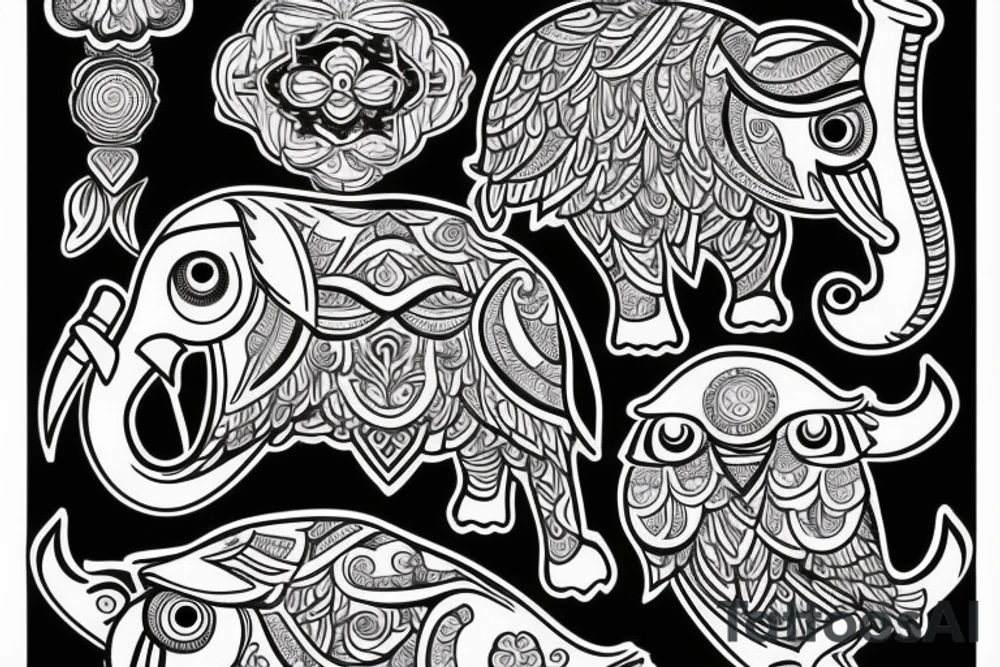 Greek owl elephant olive tree tattoo idea