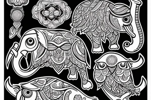 Greek owl elephant olive tree tattoo idea