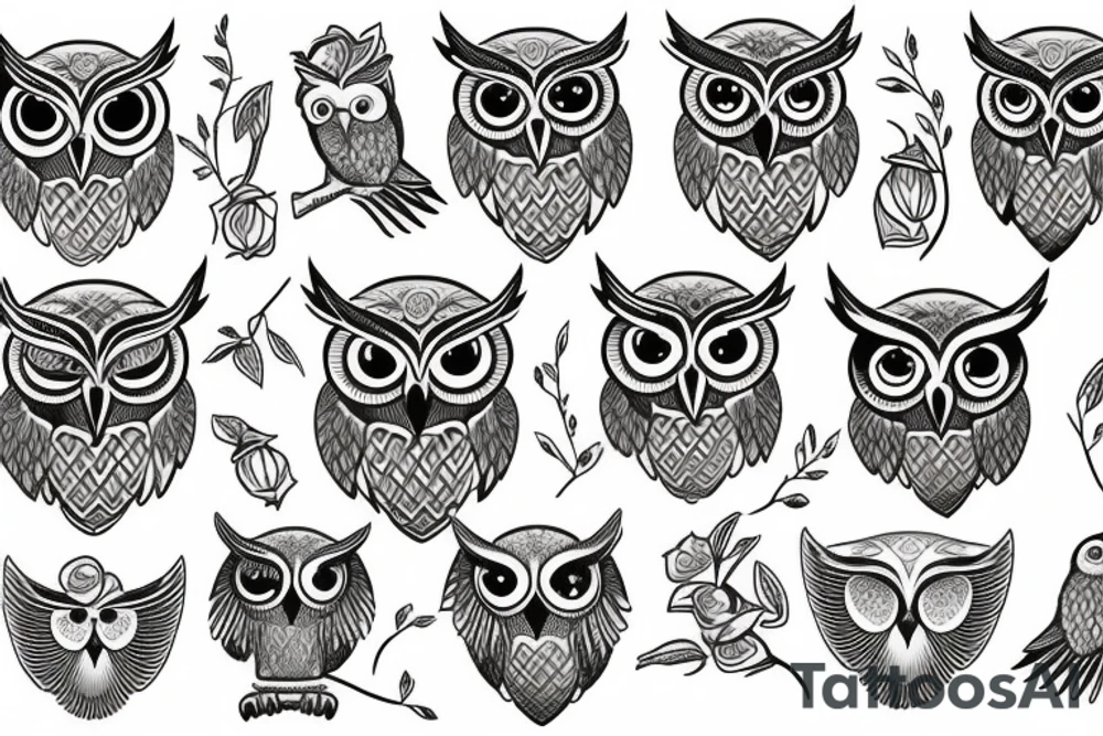 Ancient Greek owl tattoo idea