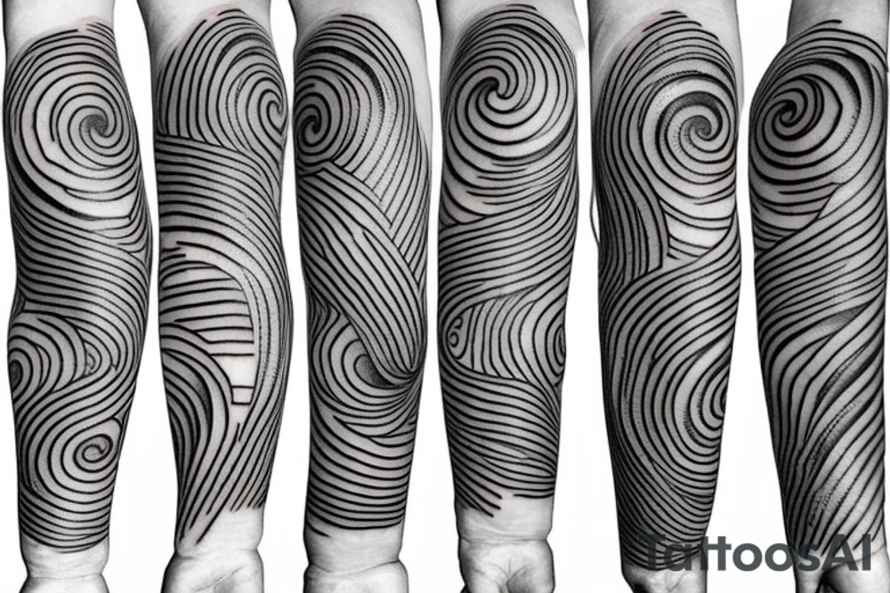 Wavy tattoo of space matchbox tattoo idea