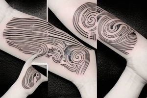 Wavy tattoo of space matchbox tattoo idea