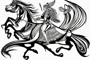 Valkyrie riding a horse dragging a corpse tattoo idea