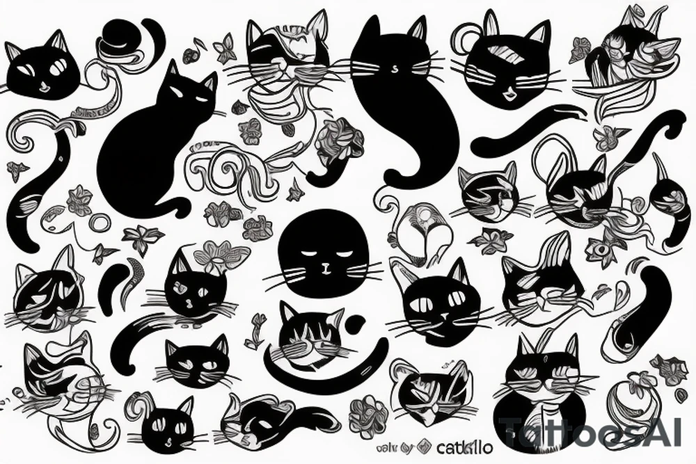cat and hot girl tattoo idea