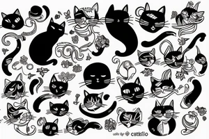 cat and hot girl tattoo idea