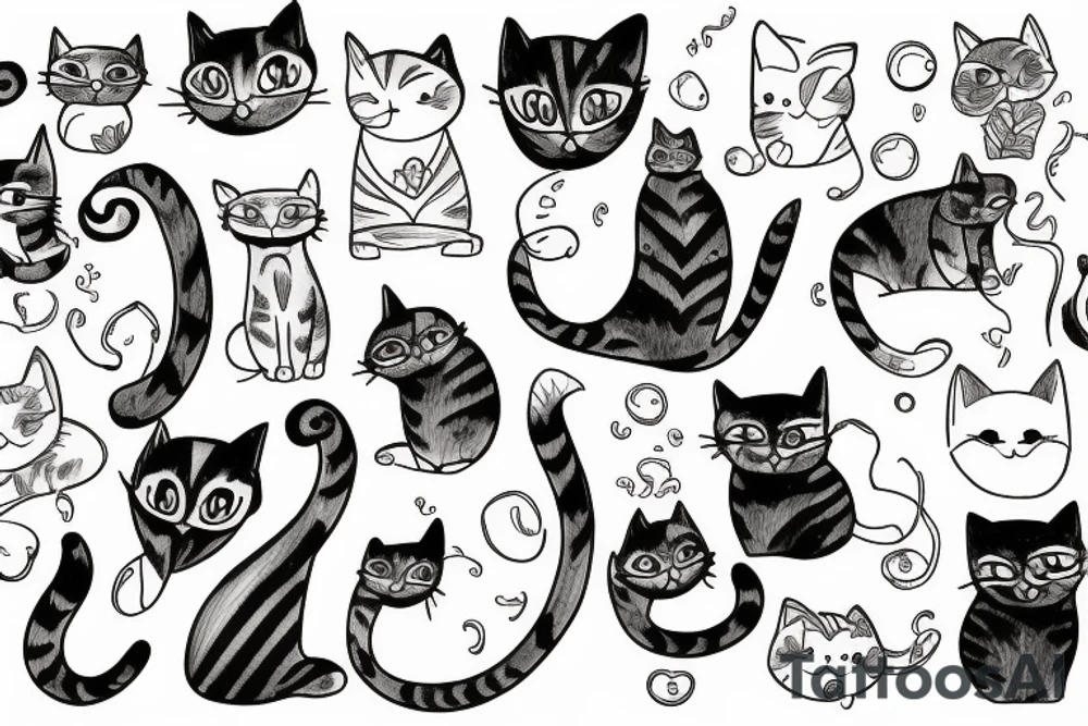 cat and hot girl tattoo idea