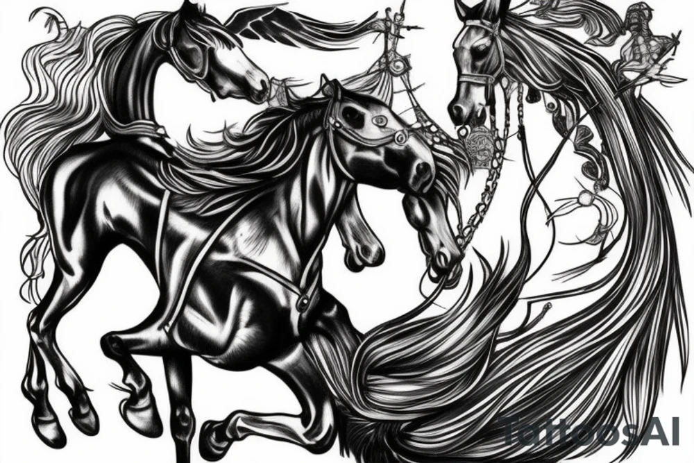 Valkyrie riding a horse dragging a corpse tattoo idea
