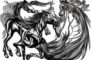 Valkyrie riding a horse dragging a corpse tattoo idea