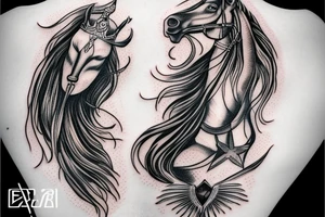 Valkyrie riding a horse dragging a corpse tattoo idea