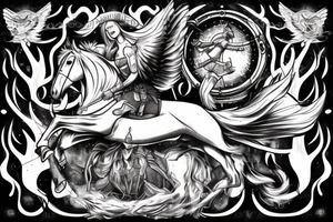 Valkyrie riding a horse dragging a corpse tattoo idea
