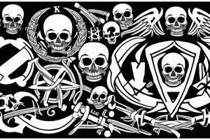 Artillery cannons with skull and bones tattoo idea