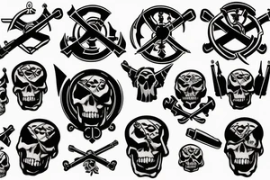 Artillery cannons with skull and bones tattoo idea