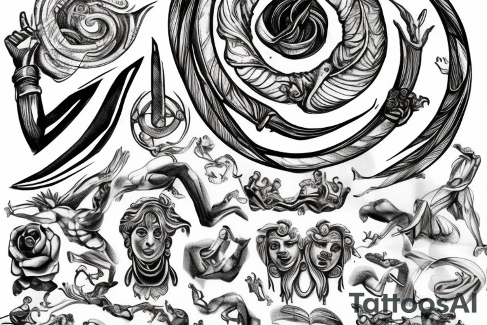 Number with Greek mythology tattoo idea