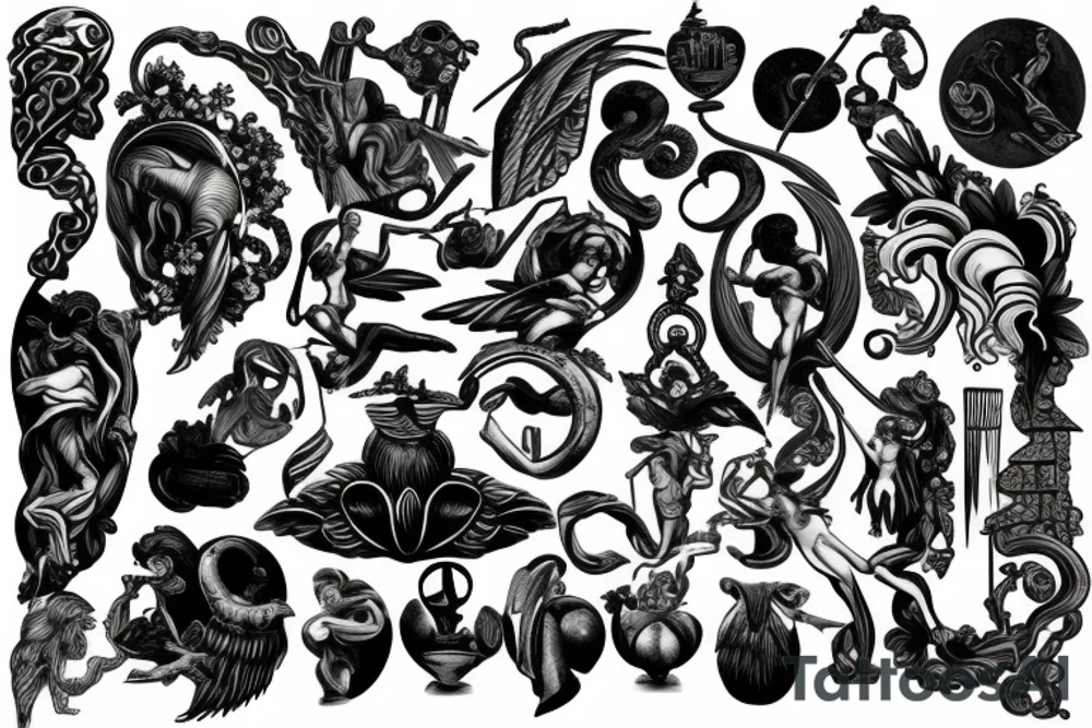 Number with Greek mythology tattoo idea