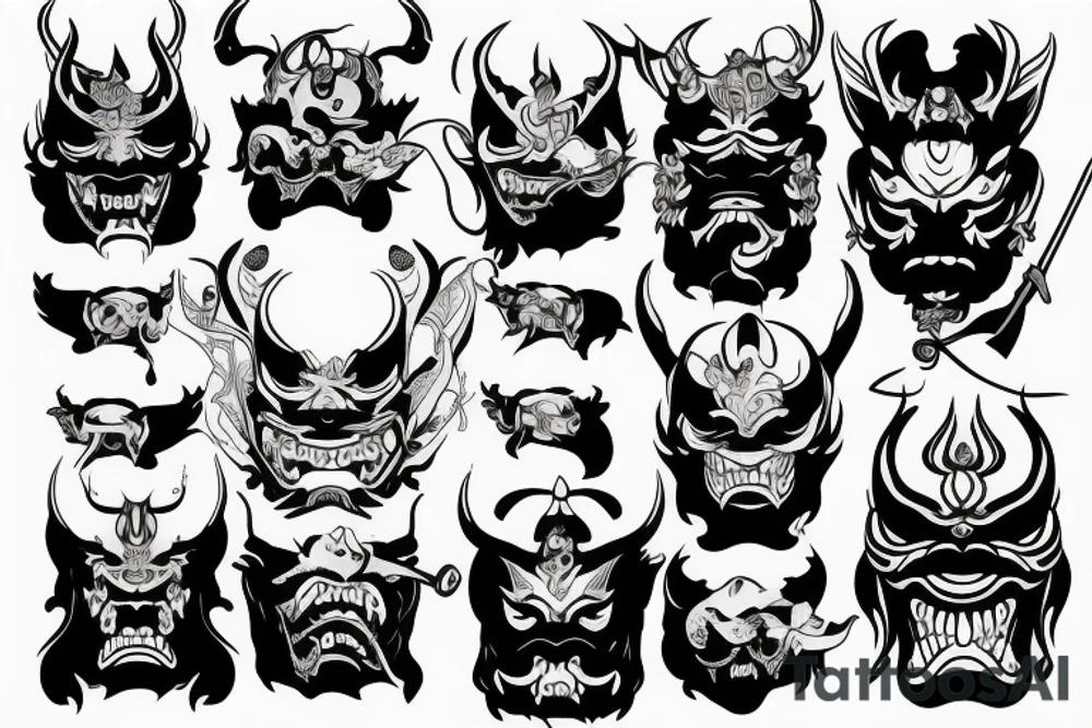 The hannya mask with sword tattoo idea