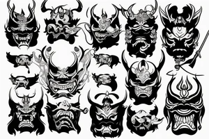 The hannya mask with sword tattoo idea