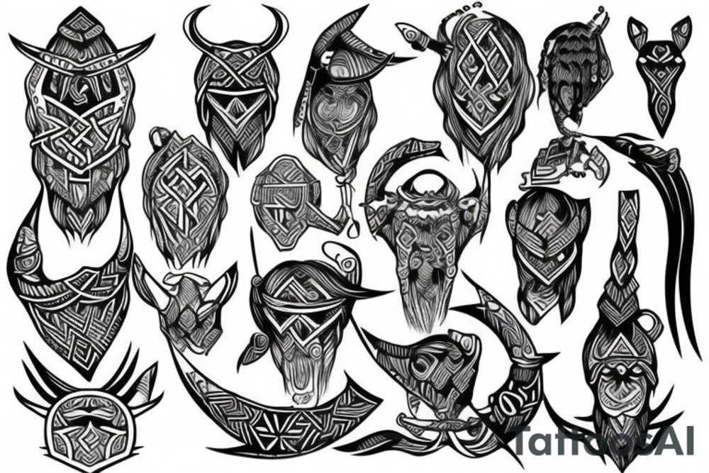 tribal viking for neck and chest tattoo idea