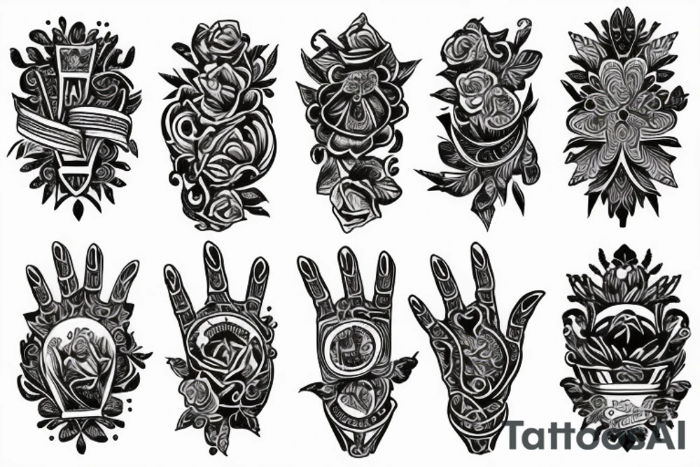 Ornament full hand tattoo idea