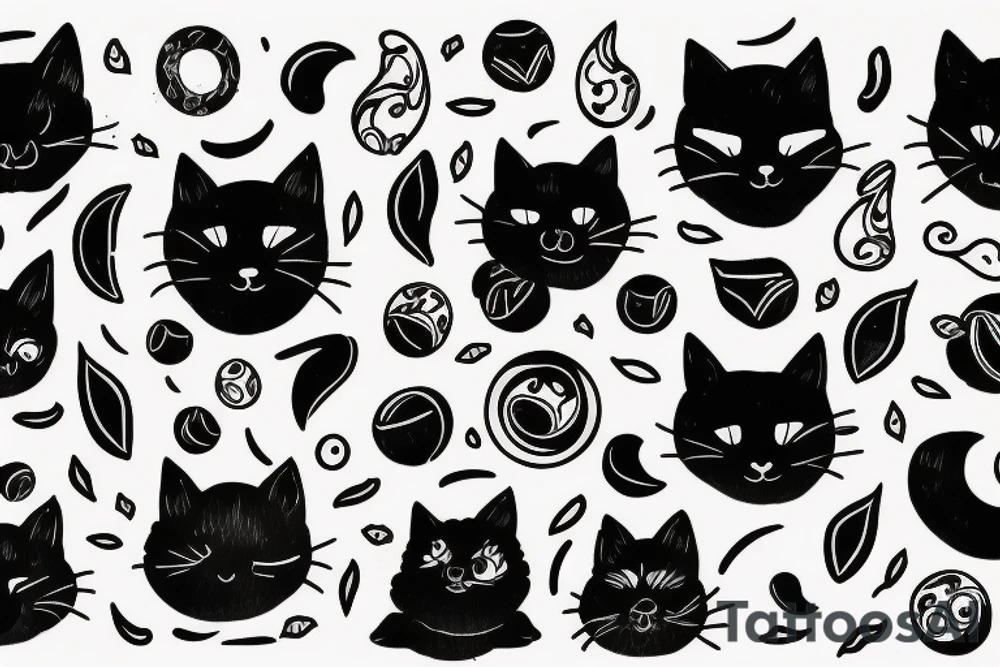Black cat on the moon tattoo idea