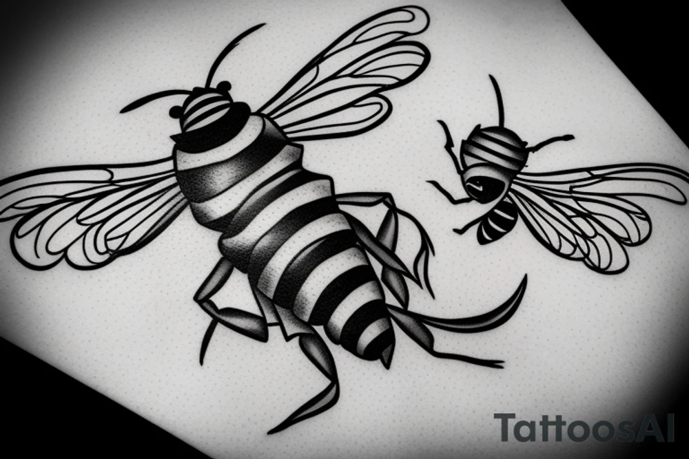 A climbing bee on a mountain tattoo idea