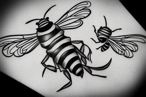 A climbing bee on a mountain tattoo idea