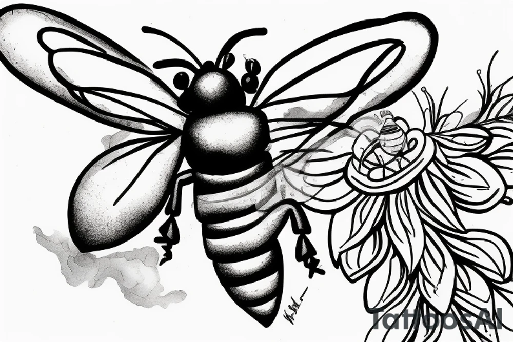 A climbing bee on a mountain tattoo idea