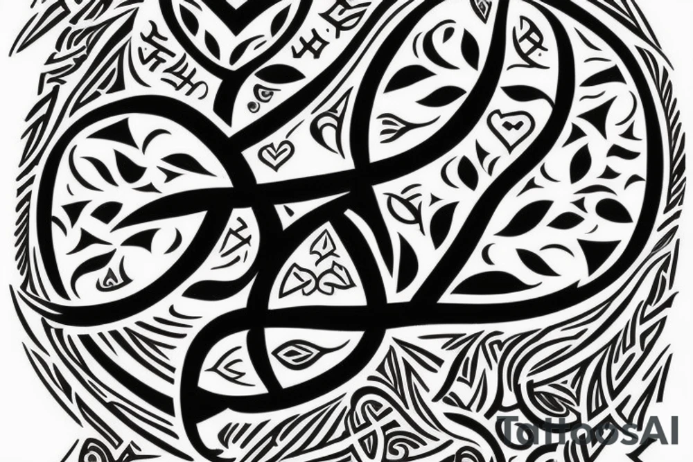 tree of life containing the logo of god of war and the Triforce and the phrase ALL WE NEED IS LOVE tattoo idea