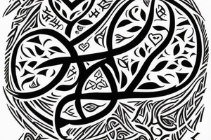 tree of life containing the logo of god of war and the Triforce and the phrase ALL WE NEED IS LOVE tattoo idea