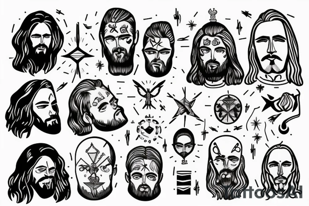 Jesus head with light rays surrounding tattoo idea