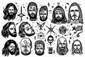Jesus head with light rays surrounding tattoo idea