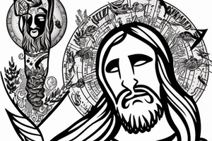 Jesus head with light rays surrounding tattoo idea