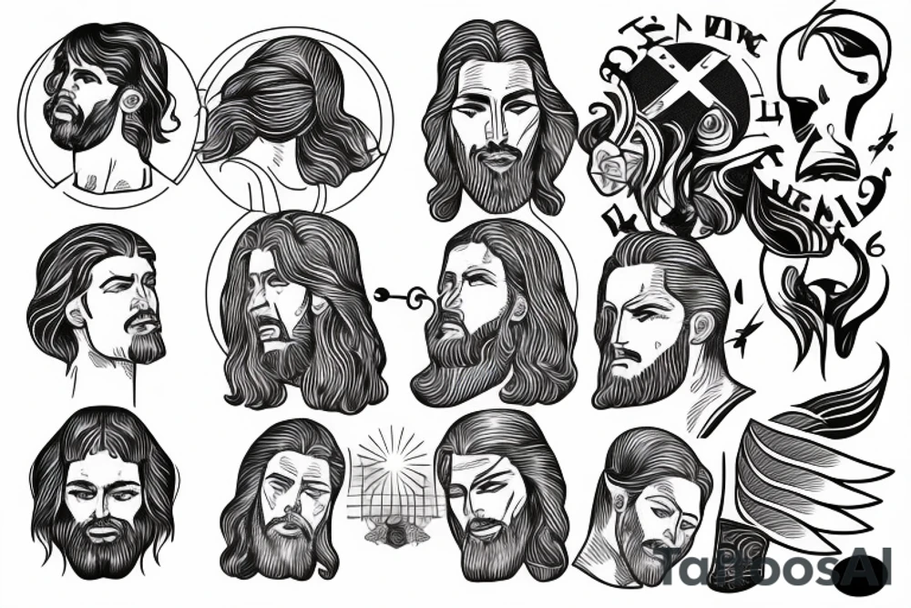 Jesus head with light rays surrounding tattoo idea