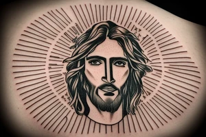 Jesus head with light rays surrounding tattoo idea
