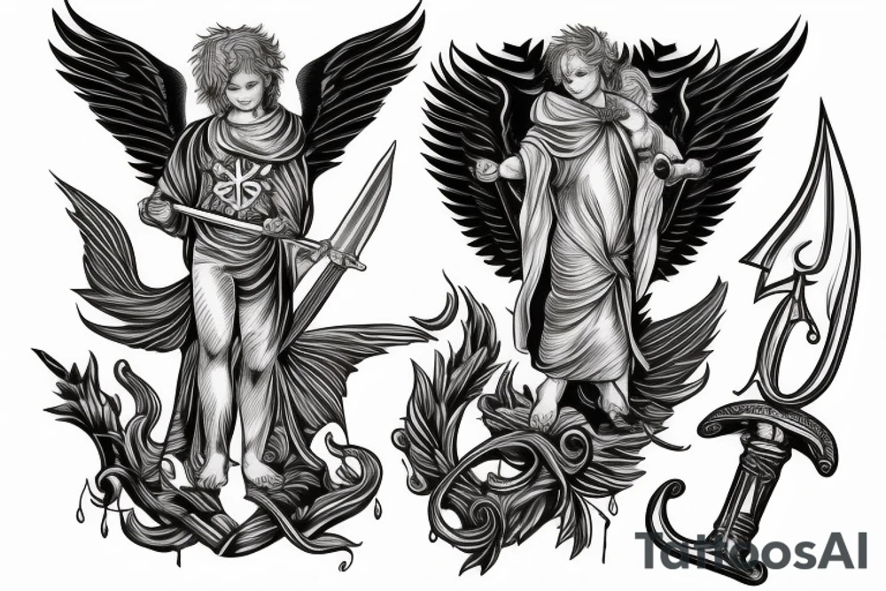 cherubim with a flaming sword tattoo idea