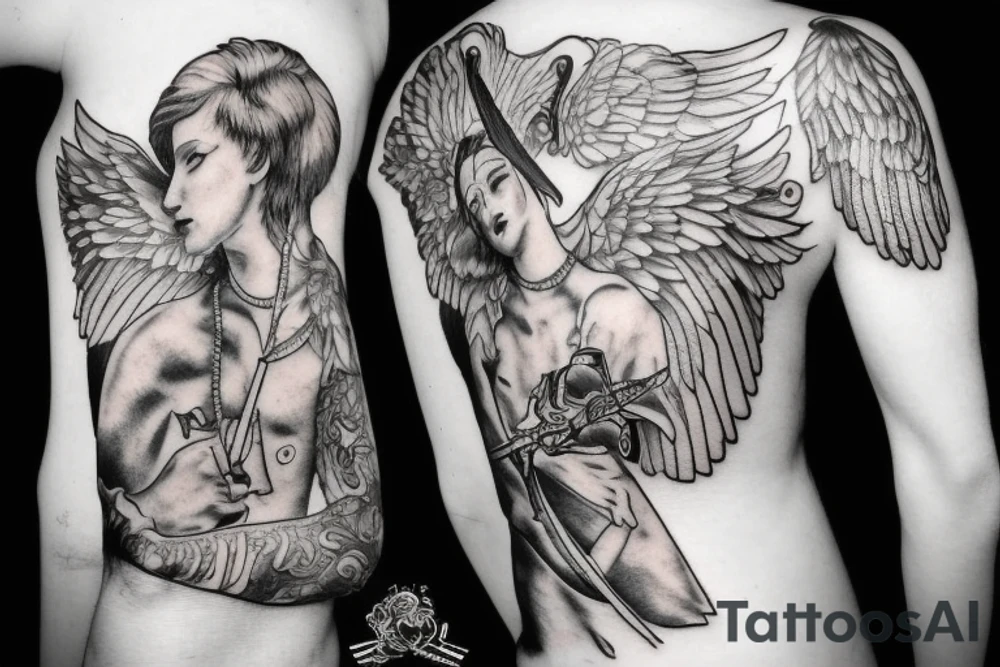 cherubim with a flaming sword tattoo idea